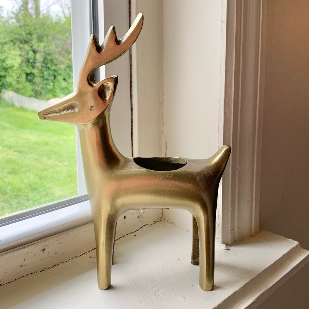 Brass Reindeer Candle Holder